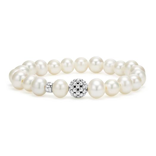 Pearl bracelet with a stilver caviar beaded accent