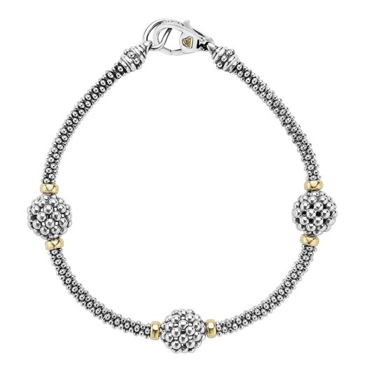 Three station caviar bracelet