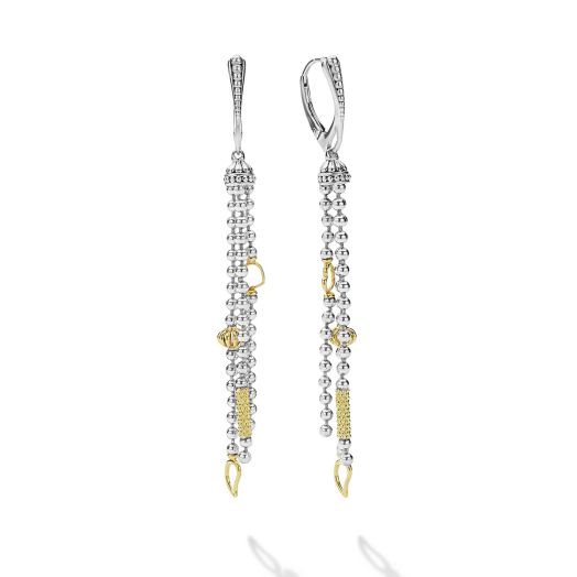 Sterling silver and yellow gold dangle earrings