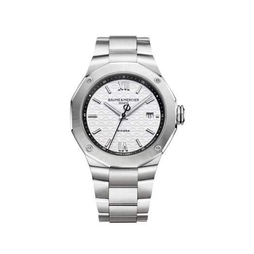 watch with steel strap and white face