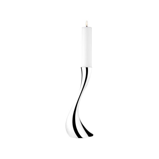 stainless steel wavy candlestick holder with white candle