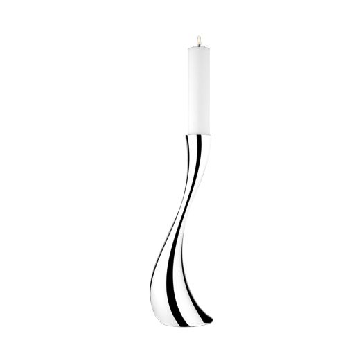 wave stainless steel candlestick holder with white candlestick