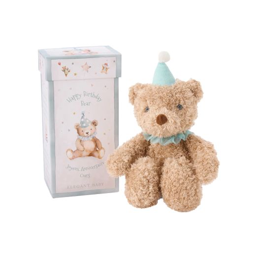 happy birthday bear with blue hat