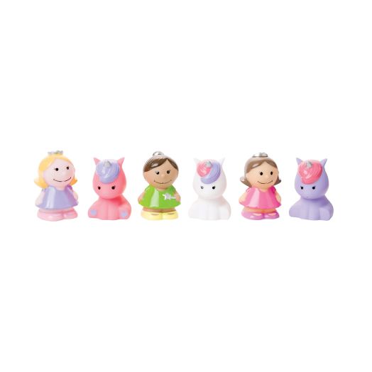 Princess and unicorn bath toys, set of 6
