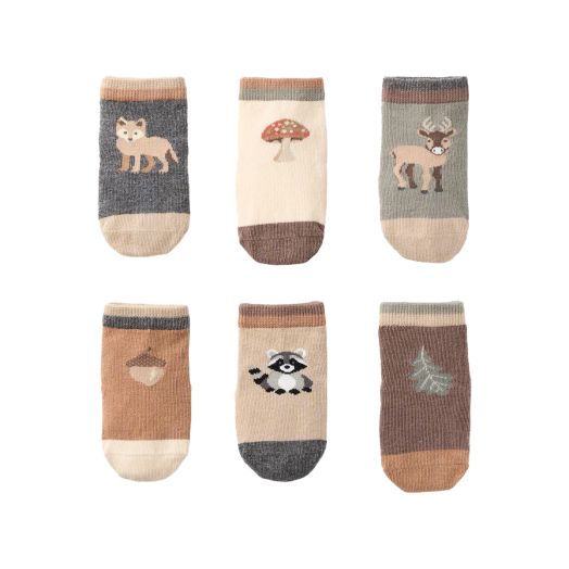 6 pack of forest / animal baby socks
