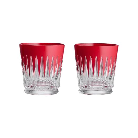 Set of 2 red crystal tumbler glasses