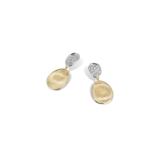 drop earrings with diamond accents and golden ovals