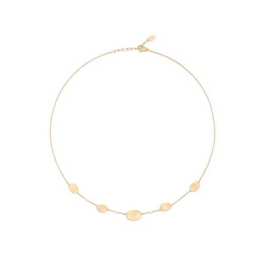 yellow gold necklace with oval stations and alernating diamonds