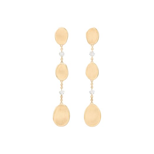 gold dangle earrings with diamond stations