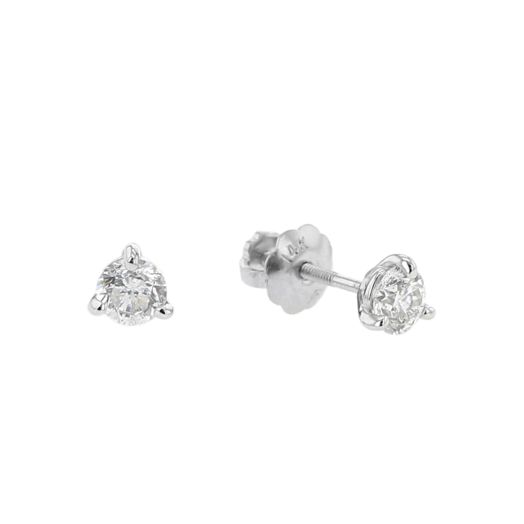 white gold stud earrings with round-cut diamonds