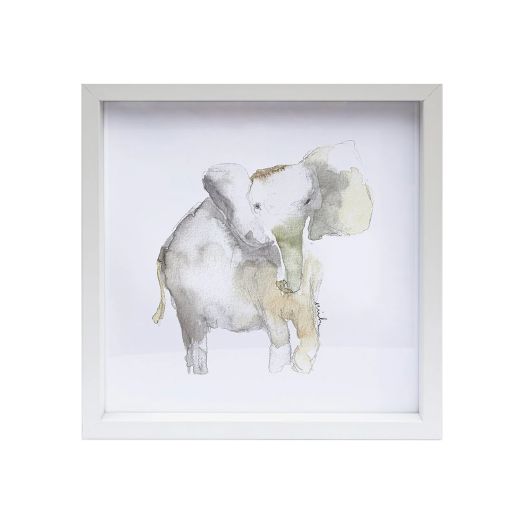 Framed watercolor photo of an elephant