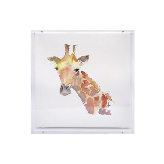 framed print of watercolor giraffe
