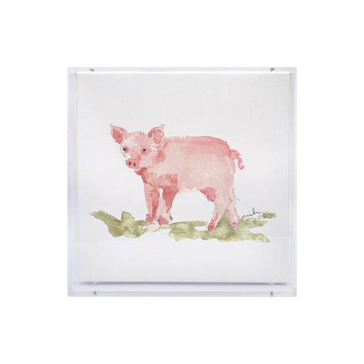 Watercolor painting of a cow in a shadow box print