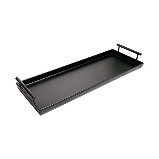 black metal tray with handles