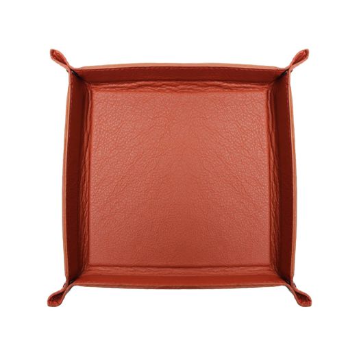 red leather change tray