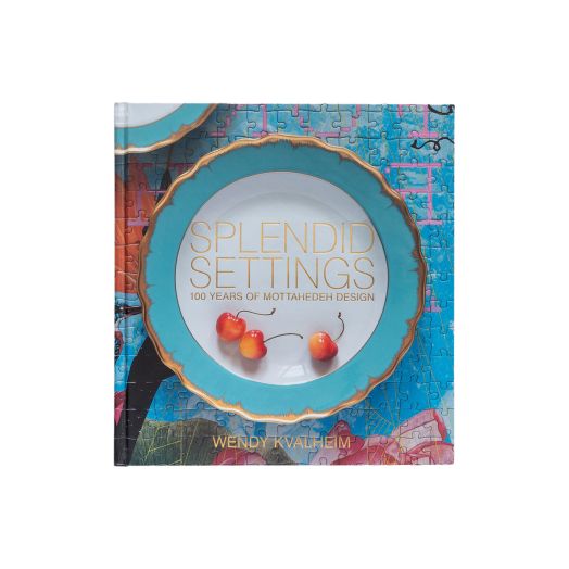 Cover of Splendid Settings: 100 Years of Mottahedeh Design, featuring a turquoise plate with a cherry motif