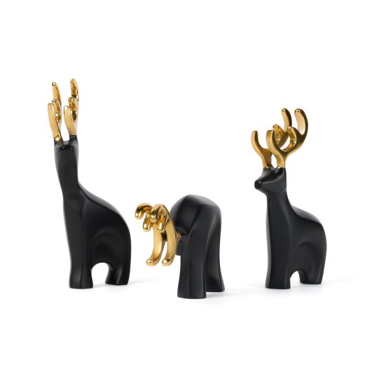 black and golden reindeer set