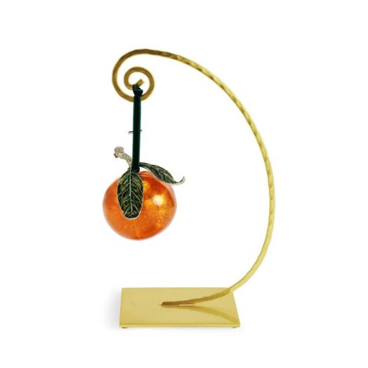 orange ornament on stand
