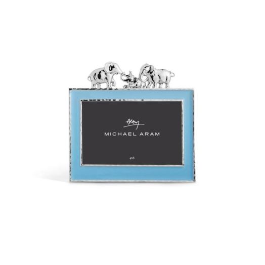 Blue picture frame with elephant details