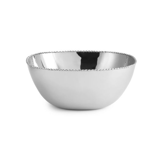 stainless-steel bowl with hand-welded molten-edge detailing.