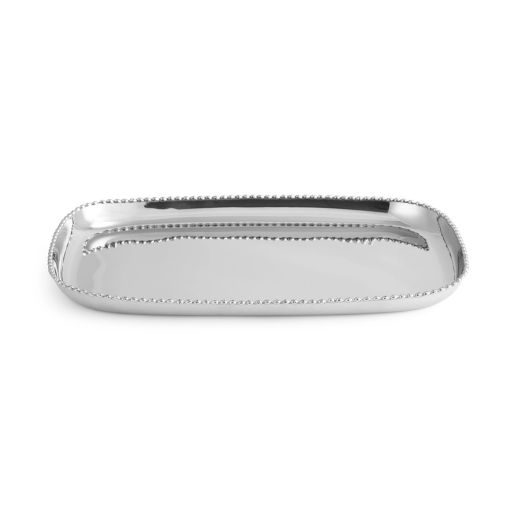 stainless-steel oval serving tray with handcrafted rippled molten‑edge details.