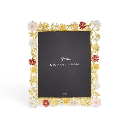 frame with holden flowers accented with pink white and red enamel