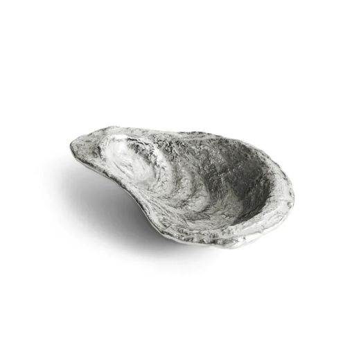 Nickel-plated oyster-shell nut dish