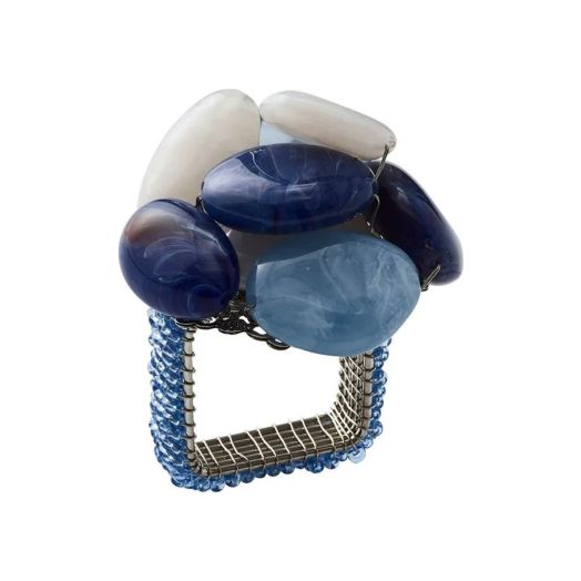 multi-colored stone blue napkin ring
