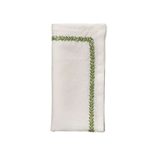 Kim Seybert Jardin Napkin, White & Green
