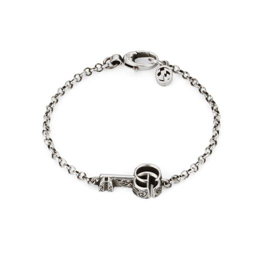 Sterling silver antique finished key bracelet from Gucci