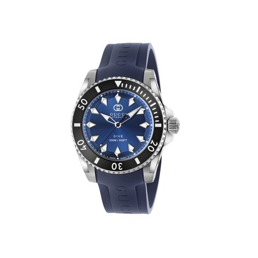 watch with blue rubber strap and blue dial