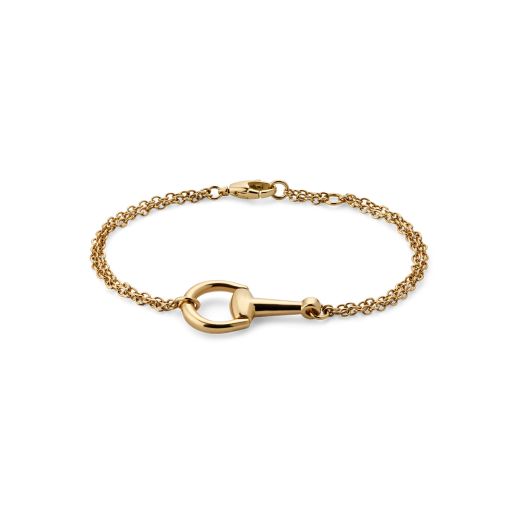 yellow gold chain bracelet with horsebit detail