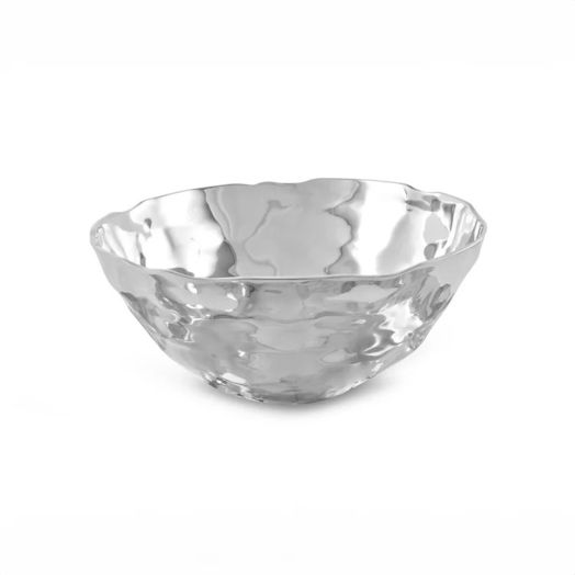 large alloy bowl with hammered design