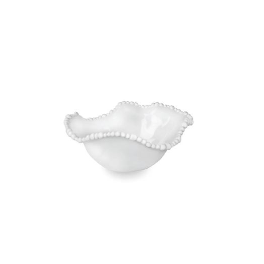 white loom bowl with beaded detailing