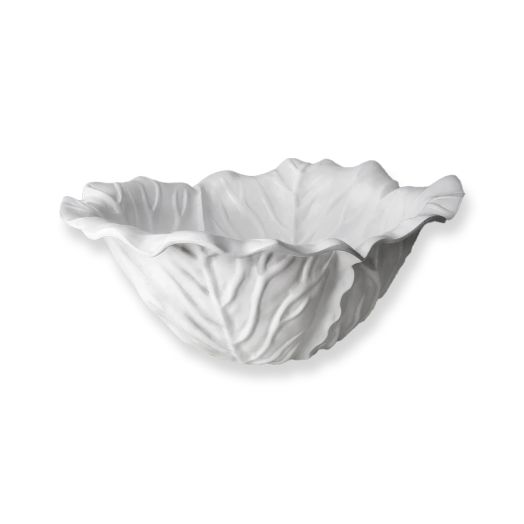 white bowl with leaf pattern