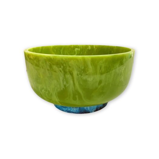 green resin bowl with blue bottom
