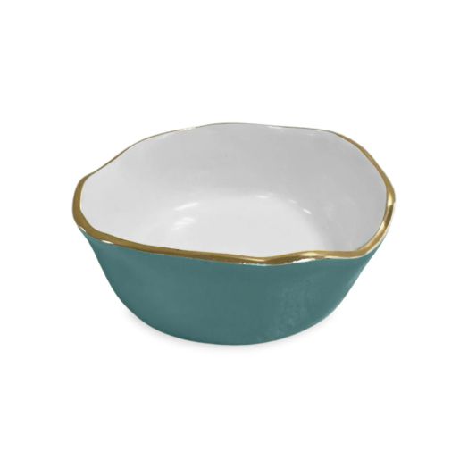 turquoise bowl with golden edge