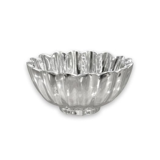 metalware bowl with scalloped edges