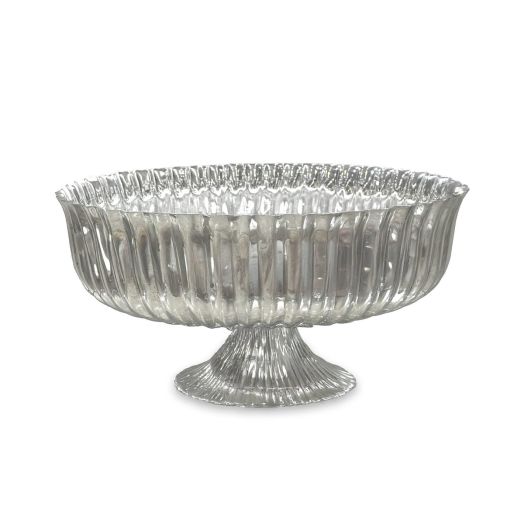 Large silver fluted pedestal bowl