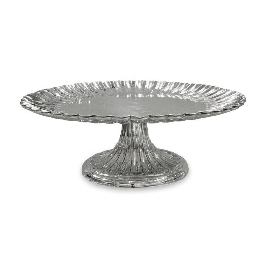 metalwork platter on pedestal