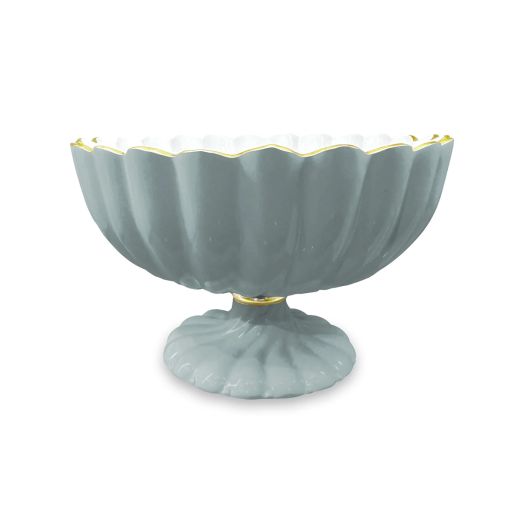 Medium fluted blue pedestal bowl