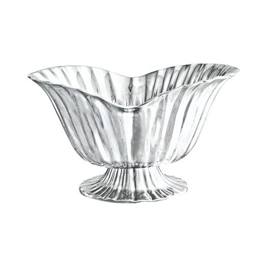 Silver aluminum fluted pedestal dish