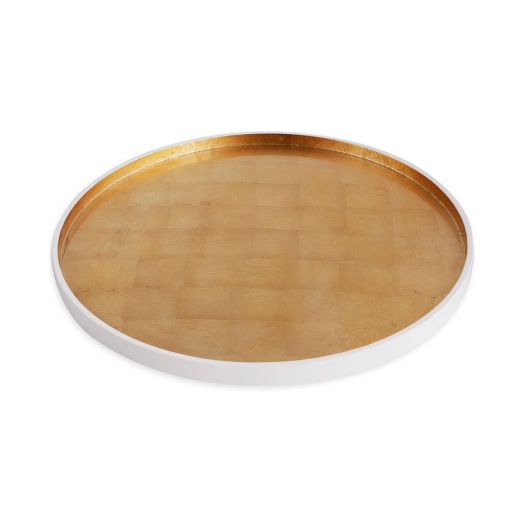 Round gold and white tray