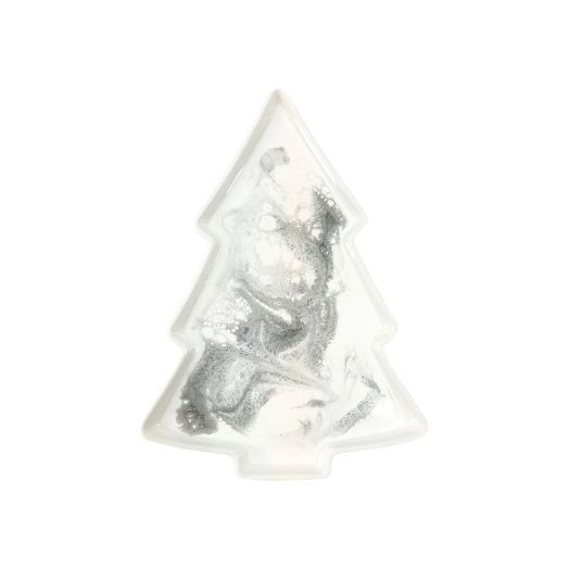 ceramic tree shaped tray with white resin