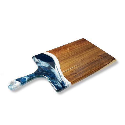 Lynn & Liana Large Acacia Cheese Board in Navy, White and Metallic