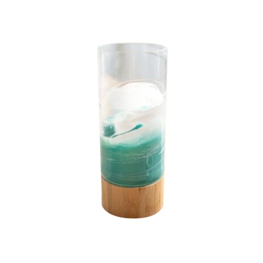 Bamboo and Caribbean blue resin vase